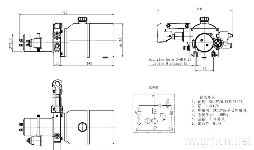שסתום סולנואיד הידראולי קטן DC 24V יחידת כוח כפולה